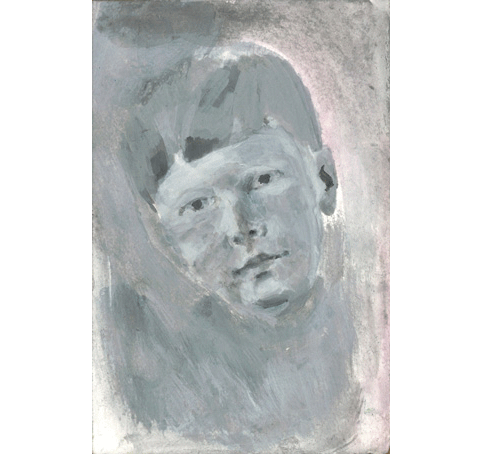 Jungenportraet Grisaille mit Rosa